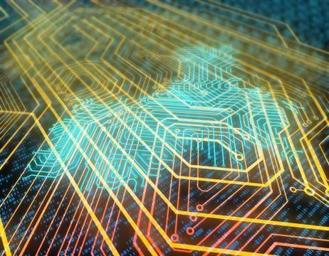 Electronic technology network data, China map, smart circuit board Stock Illustration
