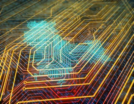 Electronic technology network data, China map, smart circuit board Stock Illustration