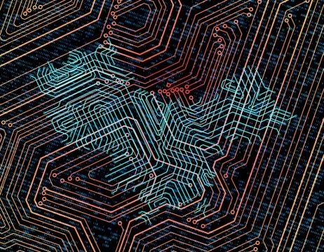 Electronic technology network data, China map, smart circuit board Stock Illustration