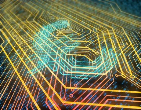 Electronic technology network data, Euros, smart circuit boards Stock Illustration
