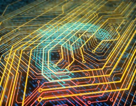 Electronic technology network data, Euros, smart circuit boards Stock Illustration