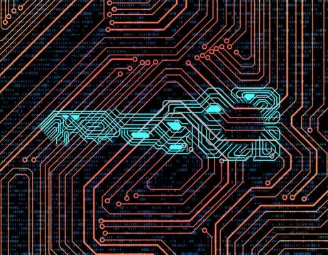 Electronic technology network data, keys, smart circuit boards Illustrazione stock
