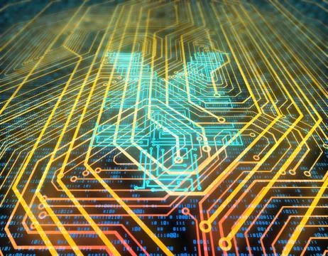 Electronic technology network data, RMB, smart circuit board Stock Illustration