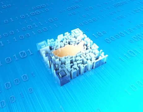 Electronic technology QR code, American map, data transmission イラスト素材