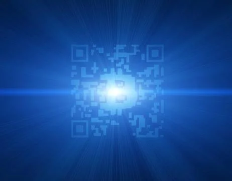 Electronic technology QR code, bitcoin symbol, data transmission Stock Illustration