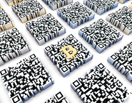 Electronic technology QR code, Bitcoin, data transmission イラスト素材