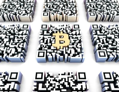 Electronic technology QR code, Bitcoin, data transmission イラスト素材