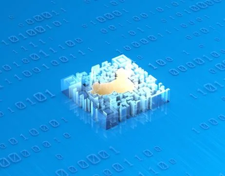 Electronic technology QR code, China map, data transmission Stock Illustration