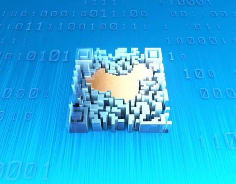 Electronic technology QR code, China map, data transmission Stock Illustration