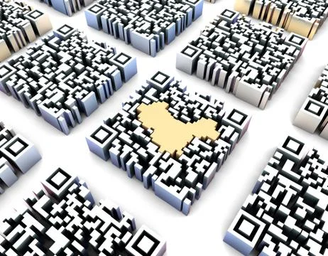 Electronic technology QR code, China map, data transmission Stock Illustration