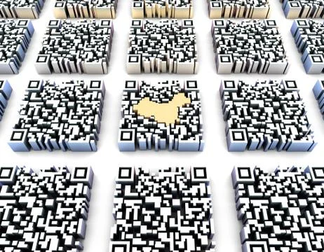 Electronic technology QR code, China map, data transmission 스톡 일러스트