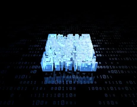 Electronic technology QR code, data transmission and storage Illustrazione stock