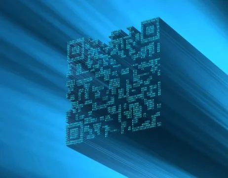 Electronic technology QR code, data transmission and storage 스톡 일러스트