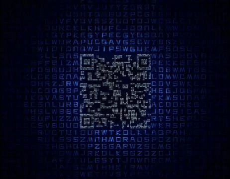 Electronic technology QR code, data transmission and storage 스톡 일러스트