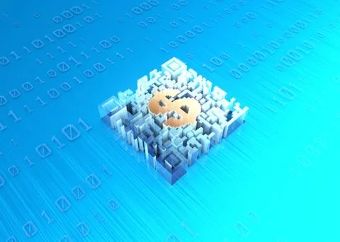 Electronic technology QR code, dollar sign, data transmission 스톡 일러스트