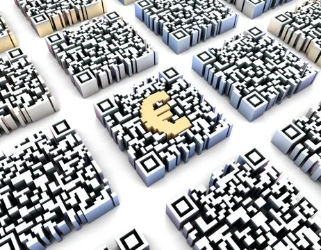 Electronic technology QR code, Euro symbol, data transmission イラスト素材