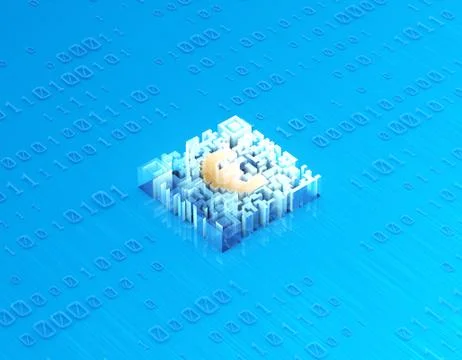 Electronic technology QR code, Euro symbol, data transmission Illustrazione stock