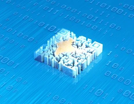 Electronic technology QR code, India map, data transmission Stock Illustration