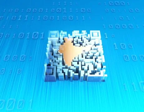Electronic technology QR code, India map, data transmission Stock Illustration