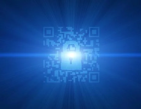 Electronic technology QR code, lock, data transmission Illustrazione stock