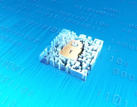 Electronic technology QR code, lock, data transmission Stock Illustration