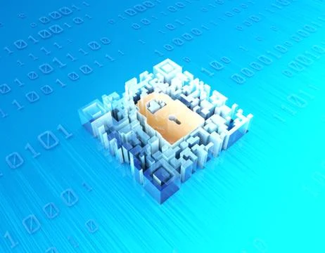 Electronic technology QR code, lock, data transmission Stock Illustration