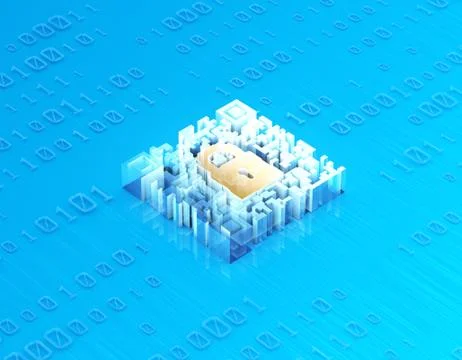 Electronic technology QR code, lock, data transmission イラスト素材