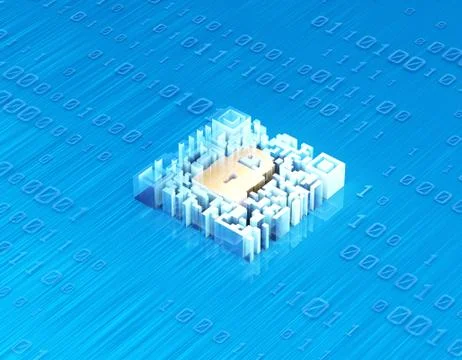 Electronic technology QR code, lock, data transmission Stock Illustration