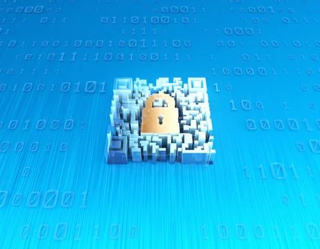 Electronic technology QR code, lock, data transmission Stock Illustration