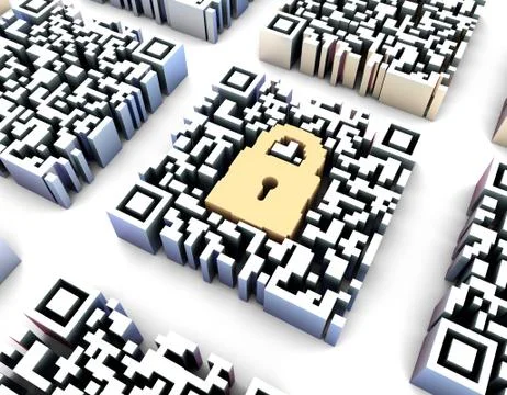 Electronic technology QR code, lock, data transmission Stockillustratie