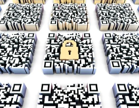 Electronic technology QR code, lock, data transmission Illustrazione stock