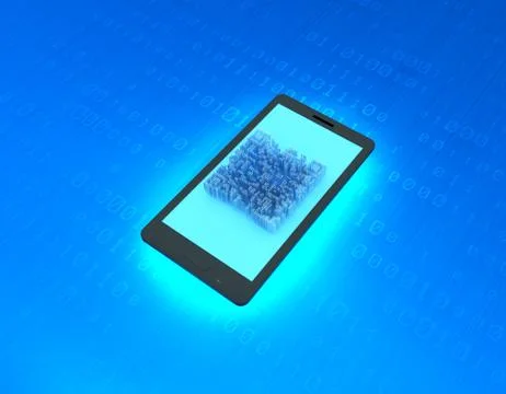 Electronic technology QR code, mobile phone information, data transmission Stock Illustration