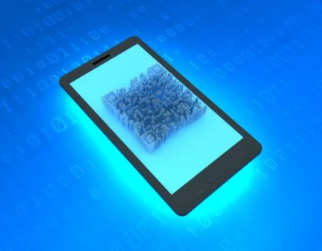 Electronic technology QR code, mobile phone information, data transmission Illustrazione stock