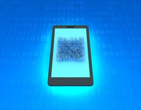 Electronic technology QR code, mobile phone information, data transmission Stock Illustration