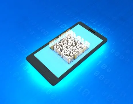 Electronic technology QR code, mobile phone information, data transmission Stock Illustration