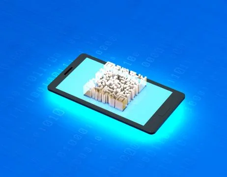 Electronic technology QR code, mobile phone information, data transmission Stock Illustration