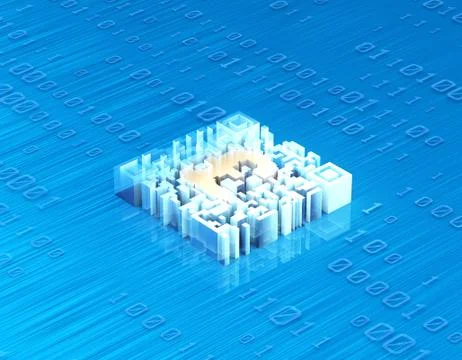 Electronic technology QR code, pound sign, data transmission イラスト素材