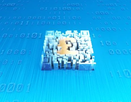 Electronic technology QR code, pound sign, data transmission Illustrazione stock