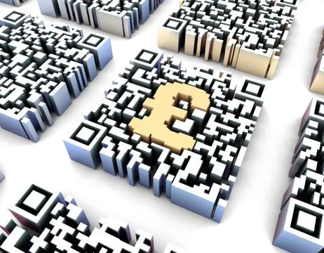 Electronic technology QR code, pound sign, data transmission 스톡 일러스트