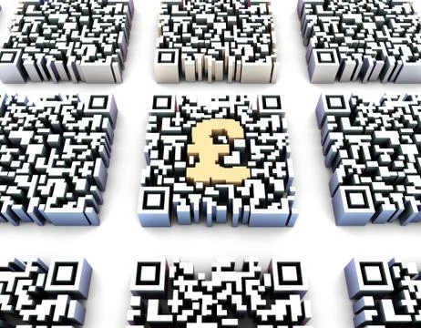 Electronic technology QR code, pound sign, data transmission Stock Illustration