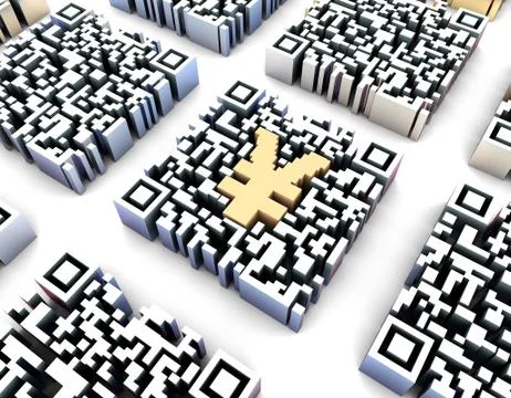 Electronic technology QR code, RMB symbol, data transmission イラスト素材