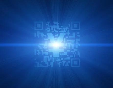 Electronic technology QR code, RMB symbol, data transmission Stock Illustration