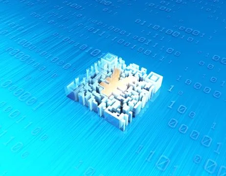 Electronic technology QR code, RMB symbol, data transmission 스톡 일러스트