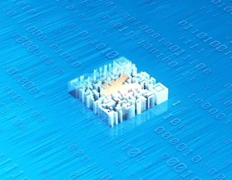 Electronic technology QR code, RMB symbol, data transmission イラスト素材