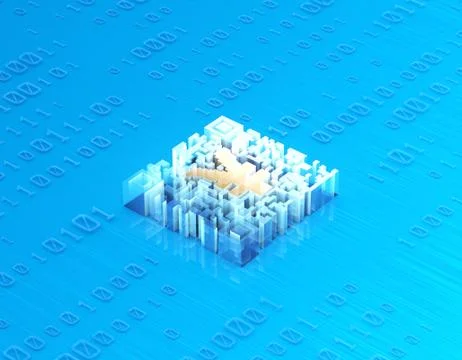 Electronic technology QR code, RMB symbol, data transmission Stock Illustration