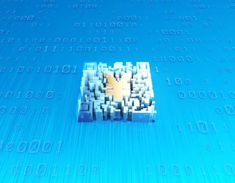 Electronic technology QR code, RMB symbol, data transmission Stock Illustration