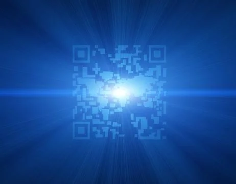 Electronic technology QR code, world map, data transmission 스톡 일러스트