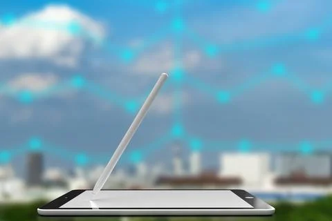Electronic technology tablet notebook computer laptop smartphone mobile pen.. Stock Photos