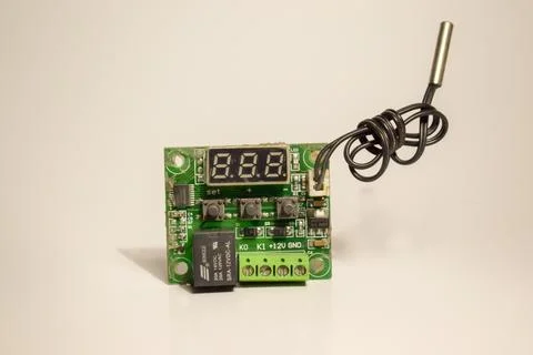 Electronic Temperature Control on White Background Stock Photos