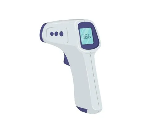 Electronic temperature meter. White laser medical device with digital Stock Illustration